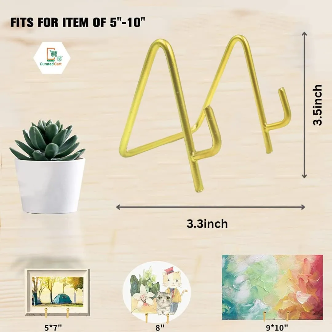 CURATED CART 1 Pack 3.3 Inch Display Stands Gold Plate Stands Metal Frame Holder Stand for Picture, Decorative Plate, Photo Easel, Artistic Work Display Stand, Picture Frames -1pc (3.5 Inch (1 Pc))