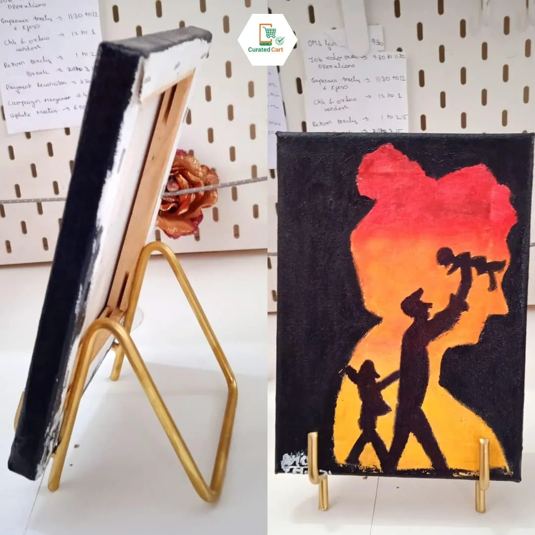CURATED CART 1 Pack 3.3 Inch Display Stands Gold Plate Stands Metal Frame Holder Stand for Picture, Decorative Plate, Photo Easel, Artistic Work Display Stand, Picture Frames -1pc (3.5 Inch (1 Pc))