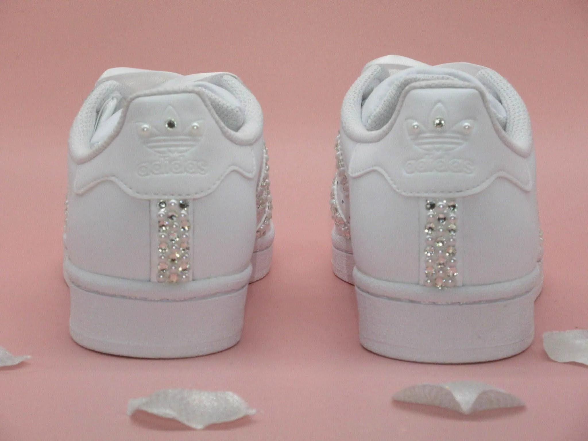 Custom Crystal & Pearl Adidas Bridal Wedding Trainers.