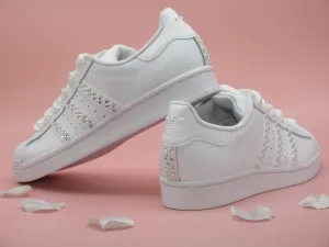Custom Crystal & Pearl Adidas Bridal Wedding Trainers.