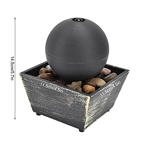 Desktop Fountain Ornament, LED Tabletop Fountain Plastic Lightweight with Stones for Living Room for Bedroom for Office