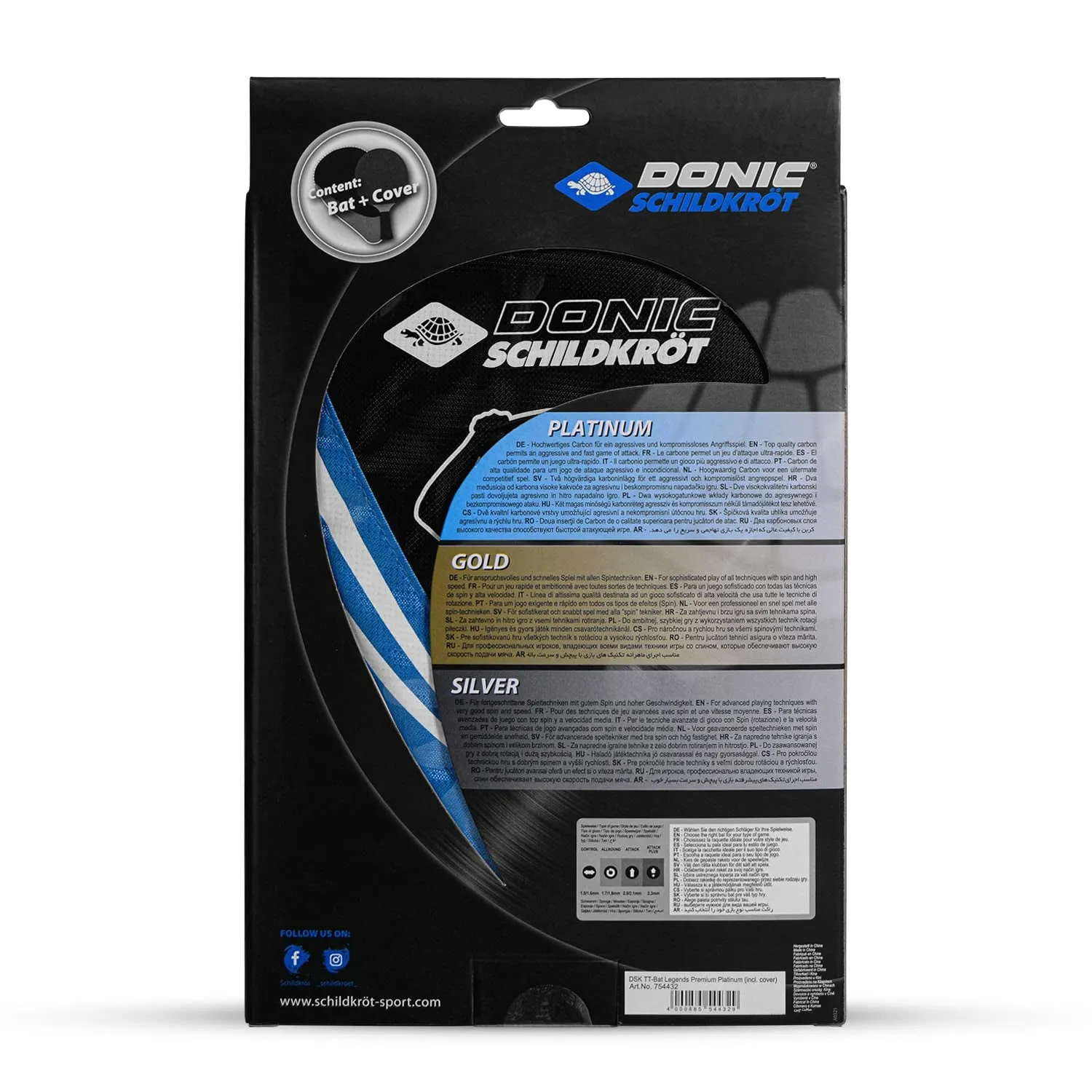 Donic Legends Platinum Table Tennis Bat with Cover