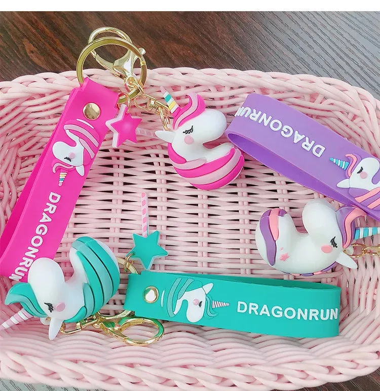 DragonRun B Pink Unicorn | 3D Lanyard Keychain | Silicone