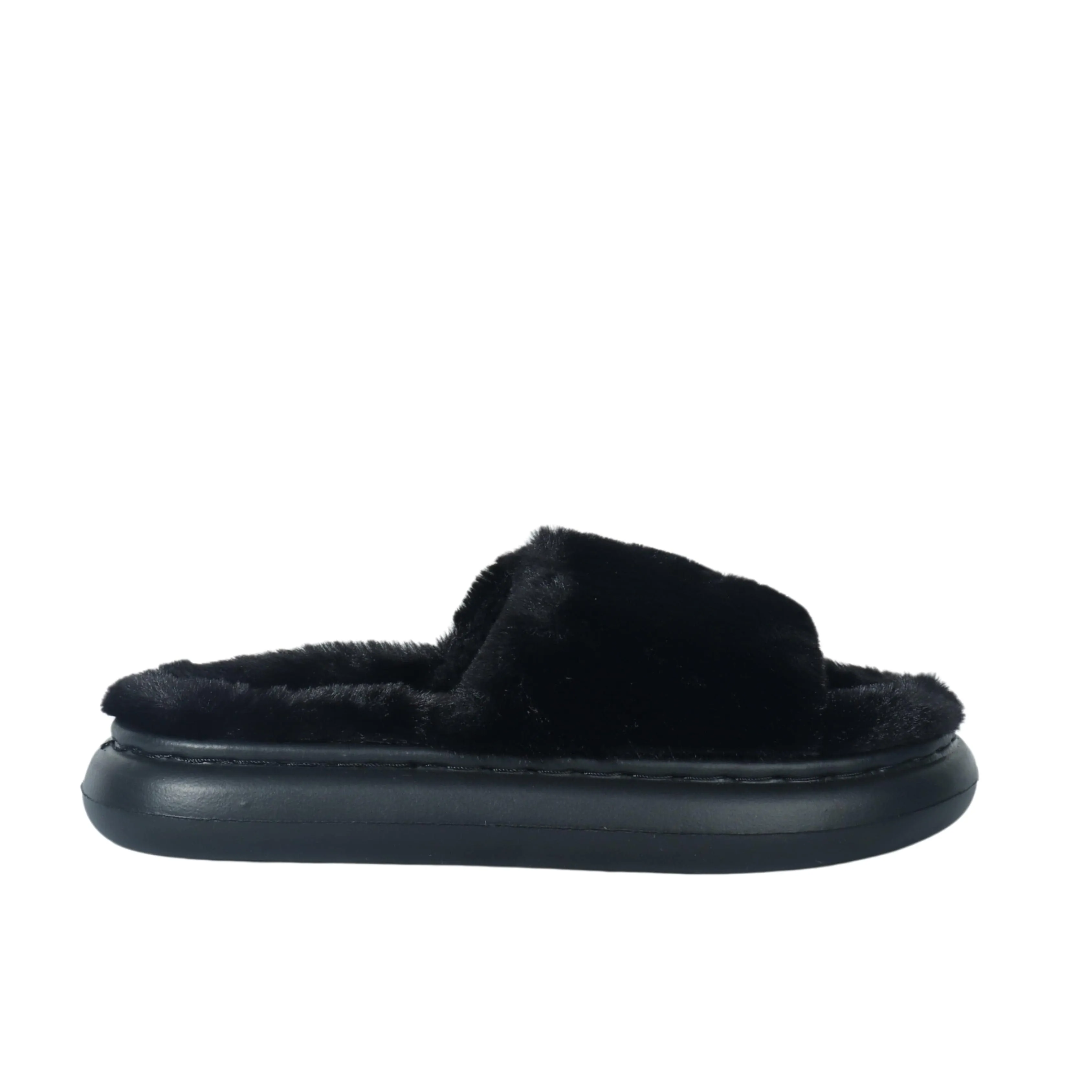 ESCAPE - Comfy one strap faux fur slipper
