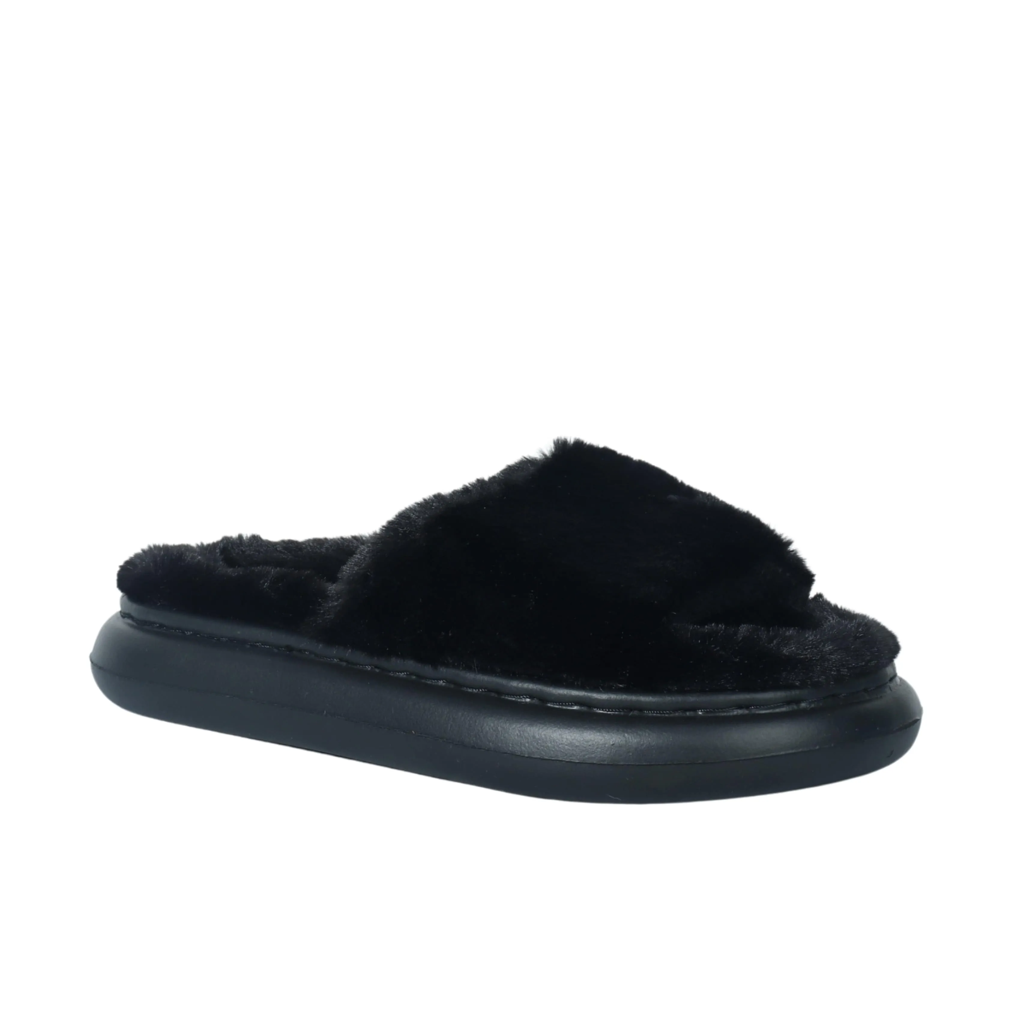 ESCAPE - Comfy one strap faux fur slipper