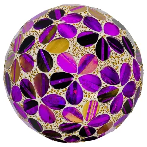 Febland Purple Flower Tile Mosaic Decorative Ball 10.5cm, Small