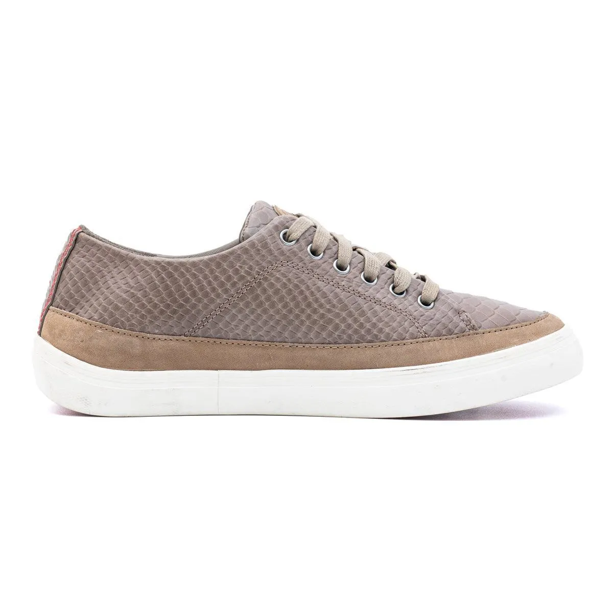 Fitflop Super Embossed Snake Print Low-Top Sneakers Leather Brown Colour For Men