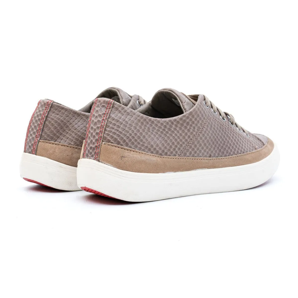 Fitflop Super Embossed Snake Print Low-Top Sneakers Leather Brown Colour For Men