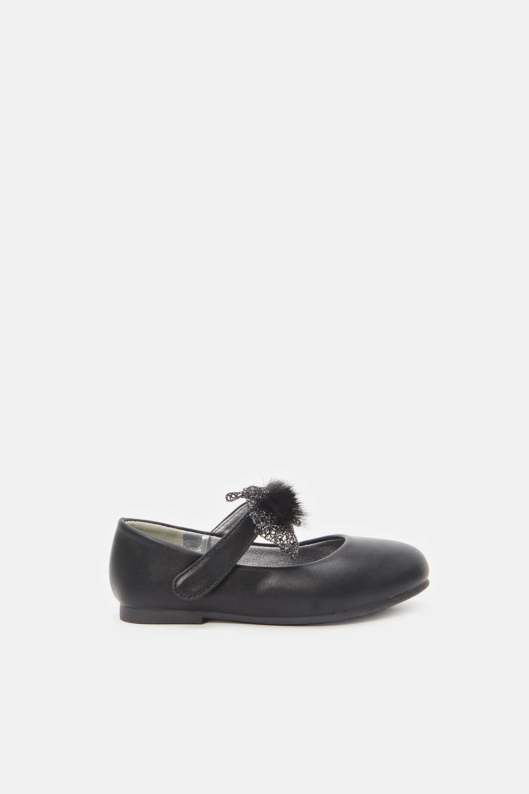 Girls Black Bow Embellished Ballerina