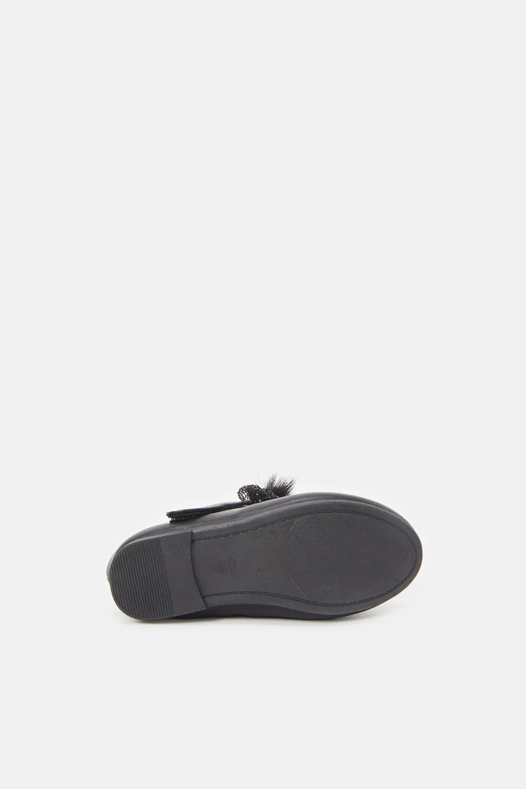 Girls Black Bow Embellished Ballerina