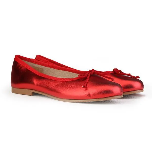 GIRLS RED METALLIC BALLERINA