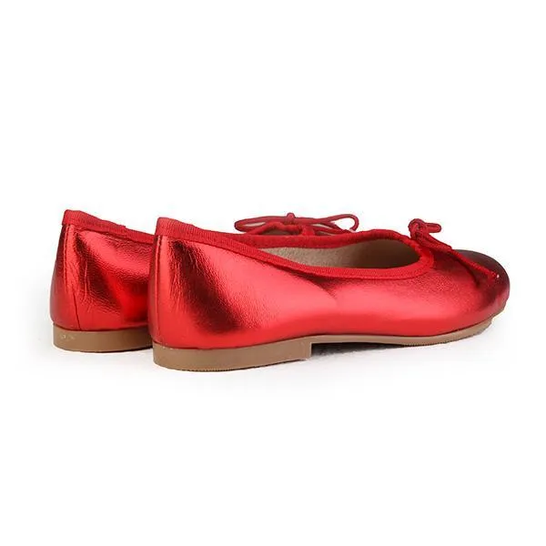 GIRLS RED METALLIC BALLERINA