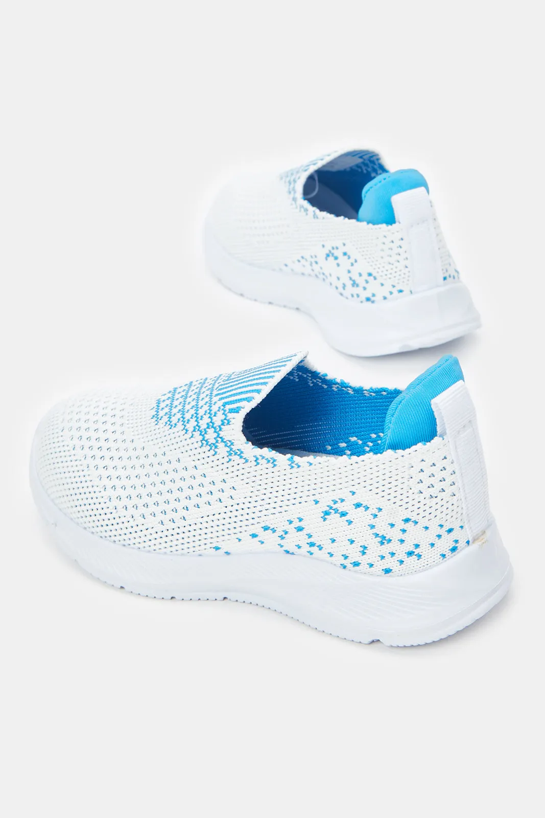 Girls White Textured Slip-On Sneaker