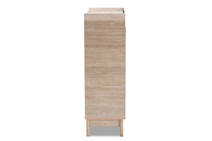 Glidden Two-Tone Oak Brown/Dark Gray Entryway Shoe Cabinet w/Lift-Top Storage Compartment