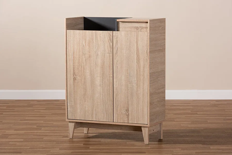 Glidden Two-Tone Oak Brown/Dark Gray Entryway Shoe Cabinet w/Lift-Top Storage Compartment