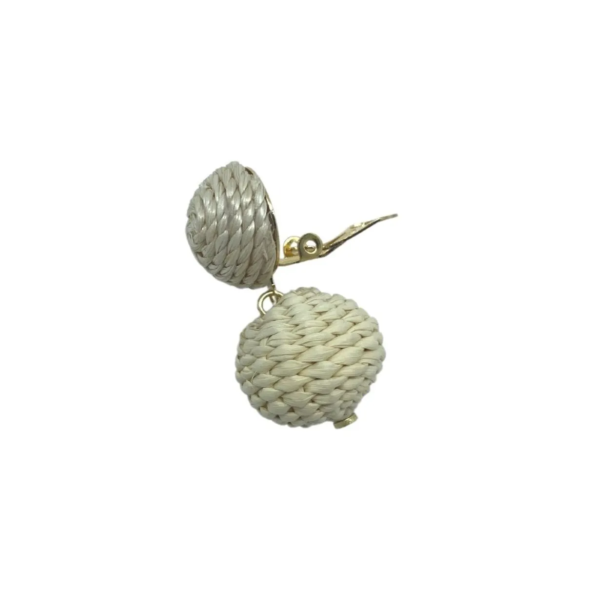 Grace Mini Rattan Ball Earrings - Clip On