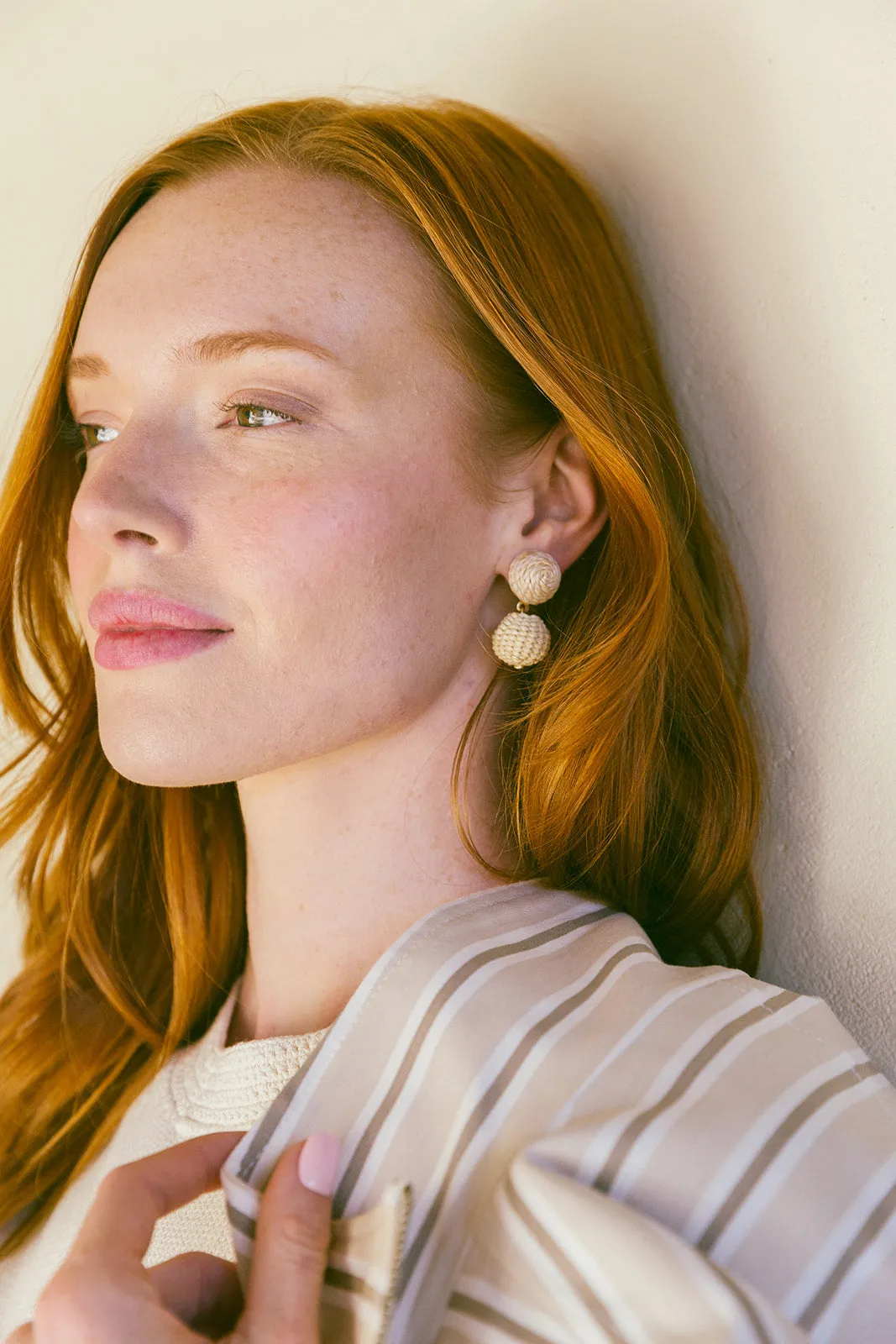 Grace Mini Rattan Ball Earrings - Clip On