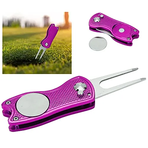Green Fork, Great Rust‑Resistant Divot Repair Tool for Repair Courses(Purple)