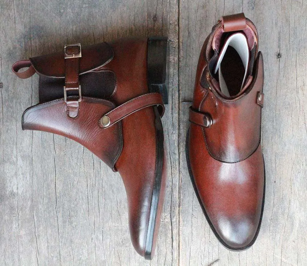 Handmade Chelsea Buckle Brown Boot