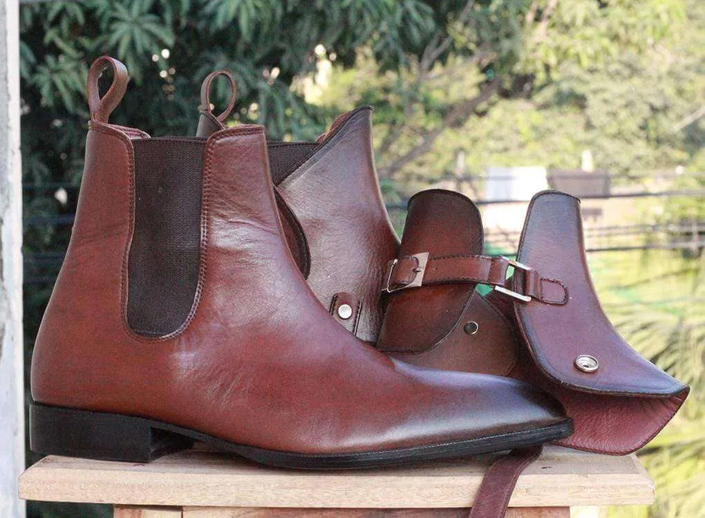 Handmade Chelsea Buckle Brown Boot
