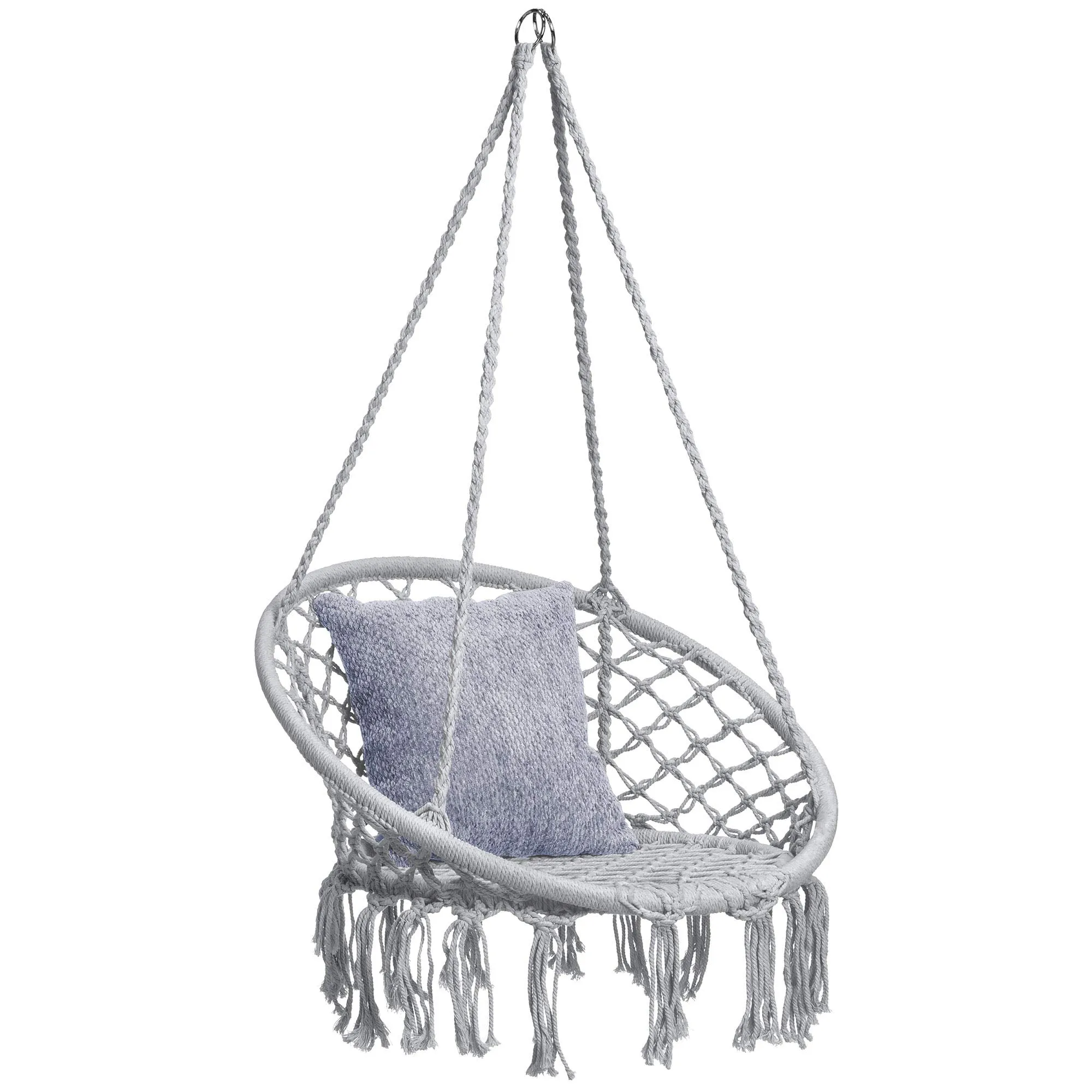 Hanging Cotton Macrame Rope Hammock Lounge Swing - Best Choice Products