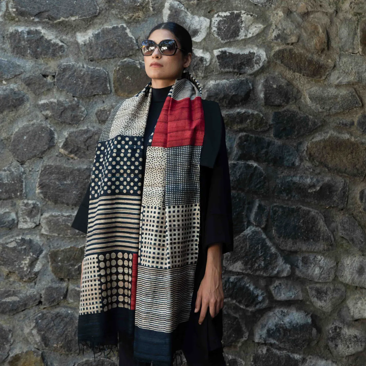 India, Aeshaane, The ‘Amalgamation’ Tussar Peace Silk Scarf