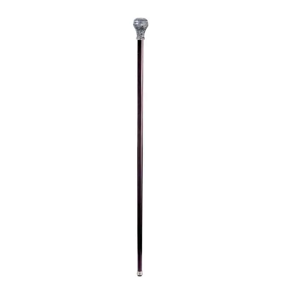 Italian Solid Hardwood Ornamental Classic Flamboyant  Ball Pewter Walking Stick Collectible Gift