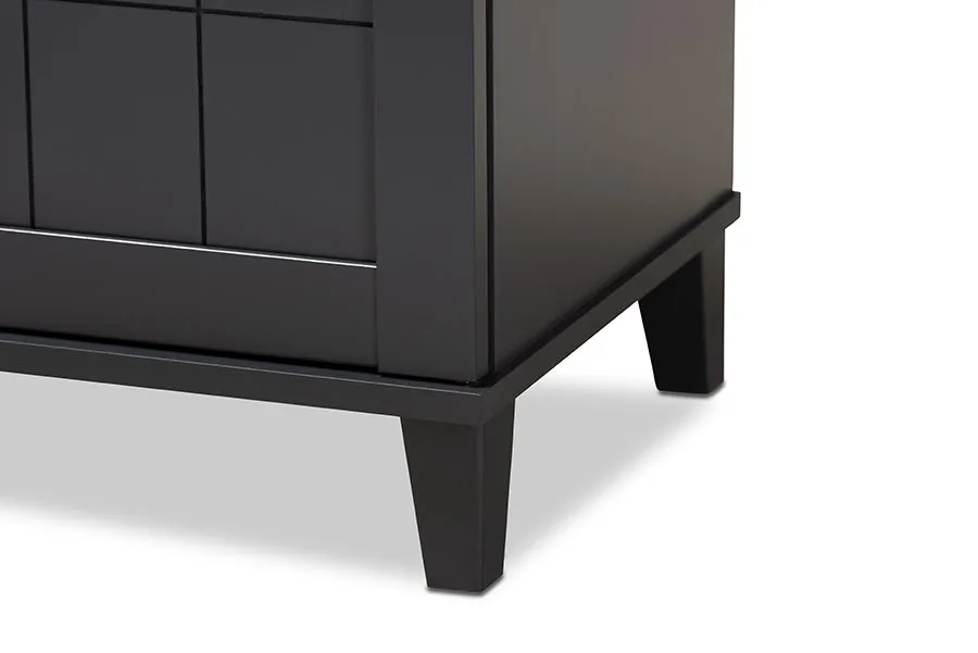 Jesse Dark Grey Finished 4-Shelf Wood Shoe Storage Cabinet