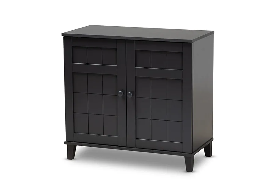 Jesse Dark Grey Finished 4-Shelf Wood Shoe Storage Cabinet