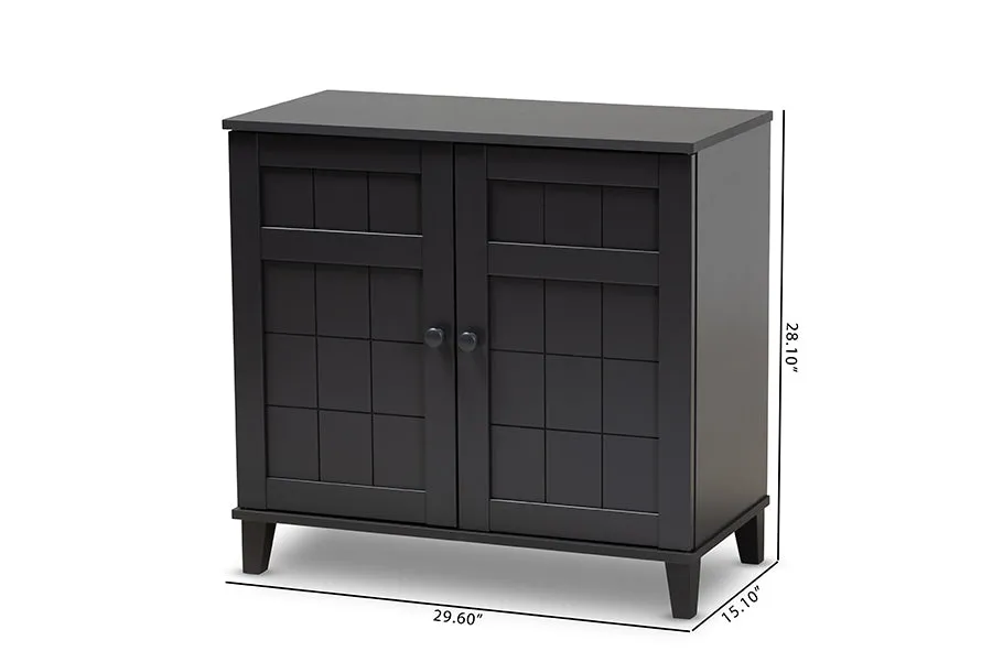 Jesse Dark Grey Finished 4-Shelf Wood Shoe Storage Cabinet