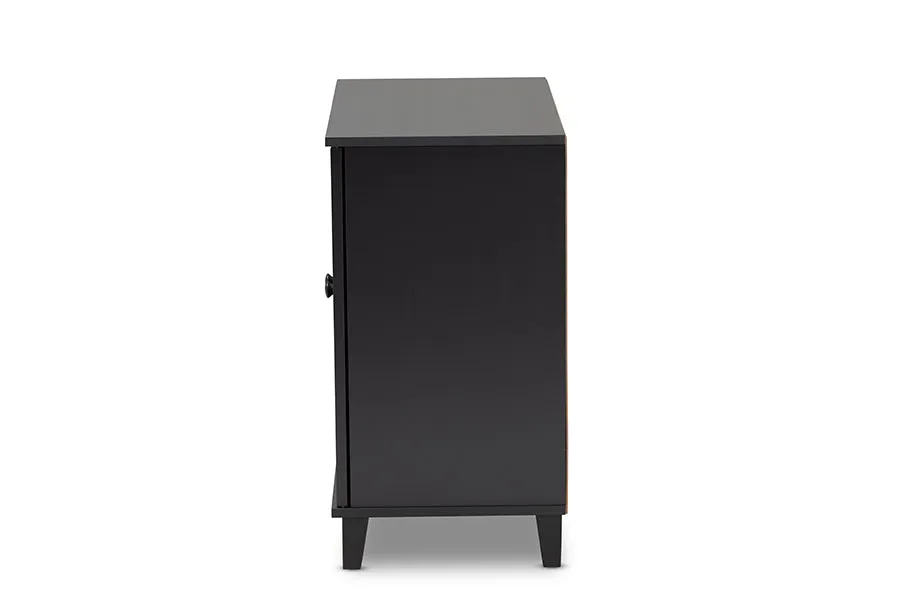 Jesse Dark Grey Finished 4-Shelf Wood Shoe Storage Cabinet