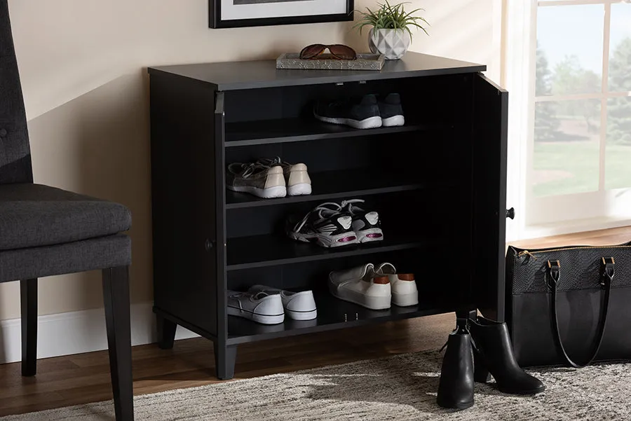 Jesse Dark Grey Finished 4-Shelf Wood Shoe Storage Cabinet