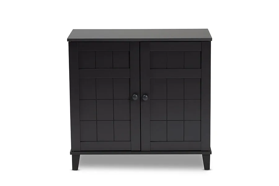 Jesse Dark Grey Finished 4-Shelf Wood Shoe Storage Cabinet