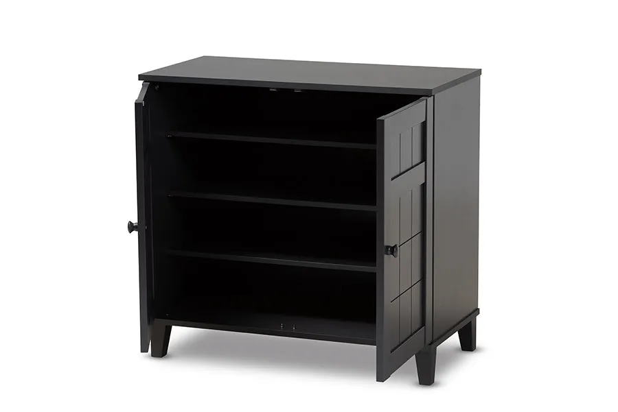 Jesse Dark Grey Finished 4-Shelf Wood Shoe Storage Cabinet
