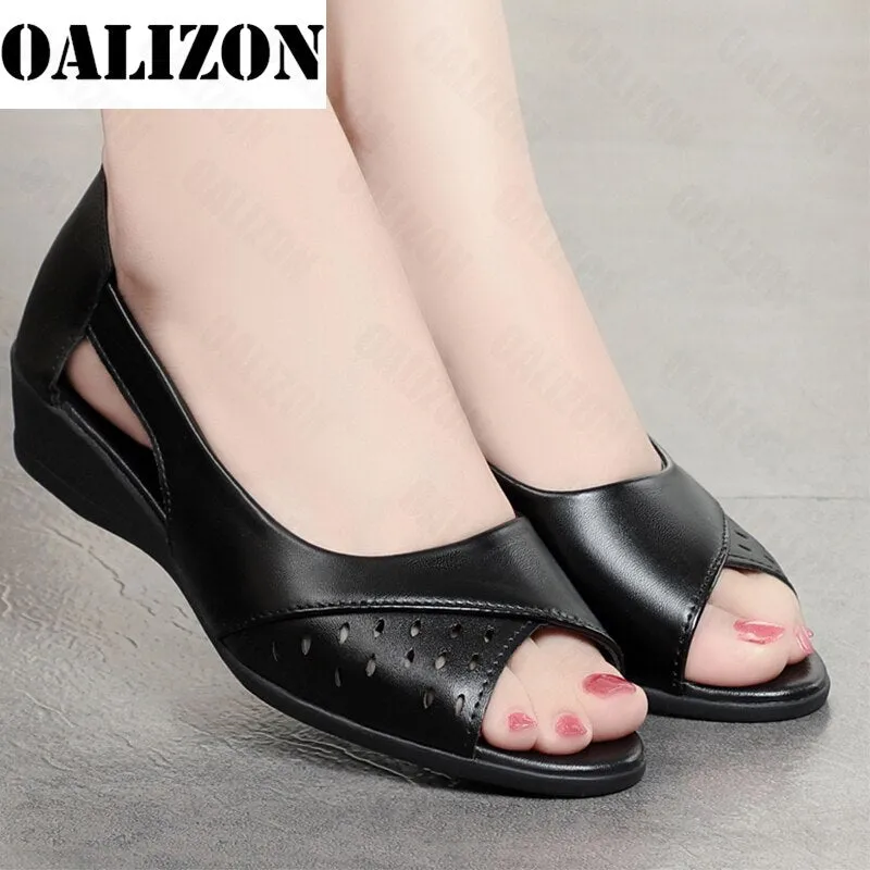 Joskaa Women Chunky Wedges Peep Toe Sandals 2024 Summer New Sport Hollow Casual Shoes Walking Women Shoes Party Mujer Slides Zapatos