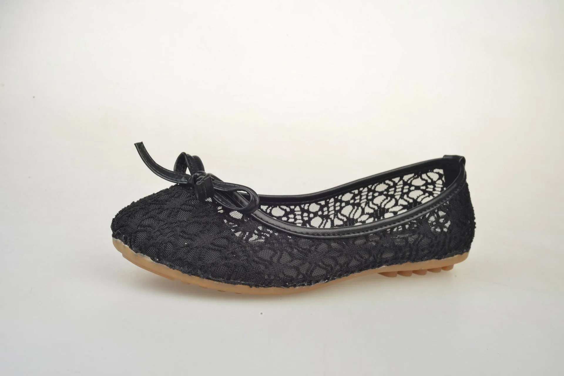 Ladies Mesh Lace Hollow Bowknot Work Shoes