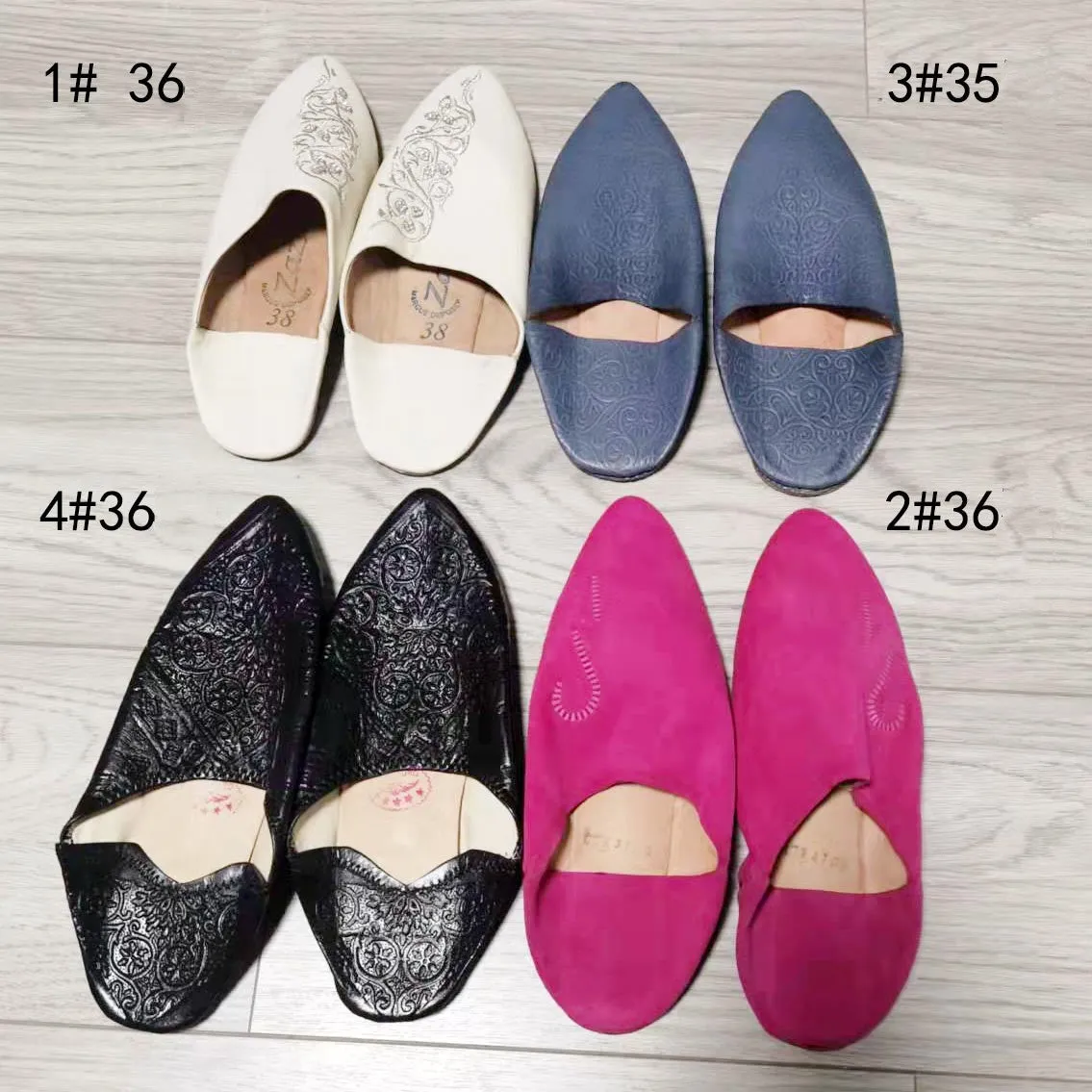 Leather Pointed Toe Mules Slippers Home Shoes Prayer