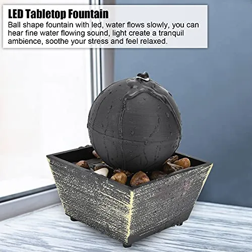 LED Tabletop Fountain, Stylish Lightweight Plastic 3V USB Desktop Water Fountain for Bedroom for Office for Living Room