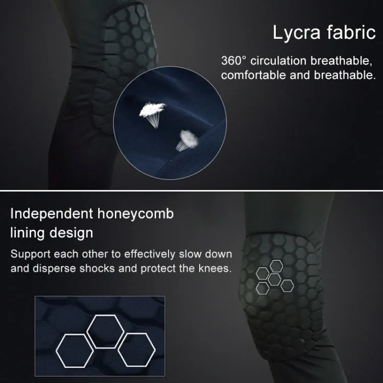 Long Sports Anti-collision Anti-fall Breathable Honeycomb Knee Pads, Size:S(White)