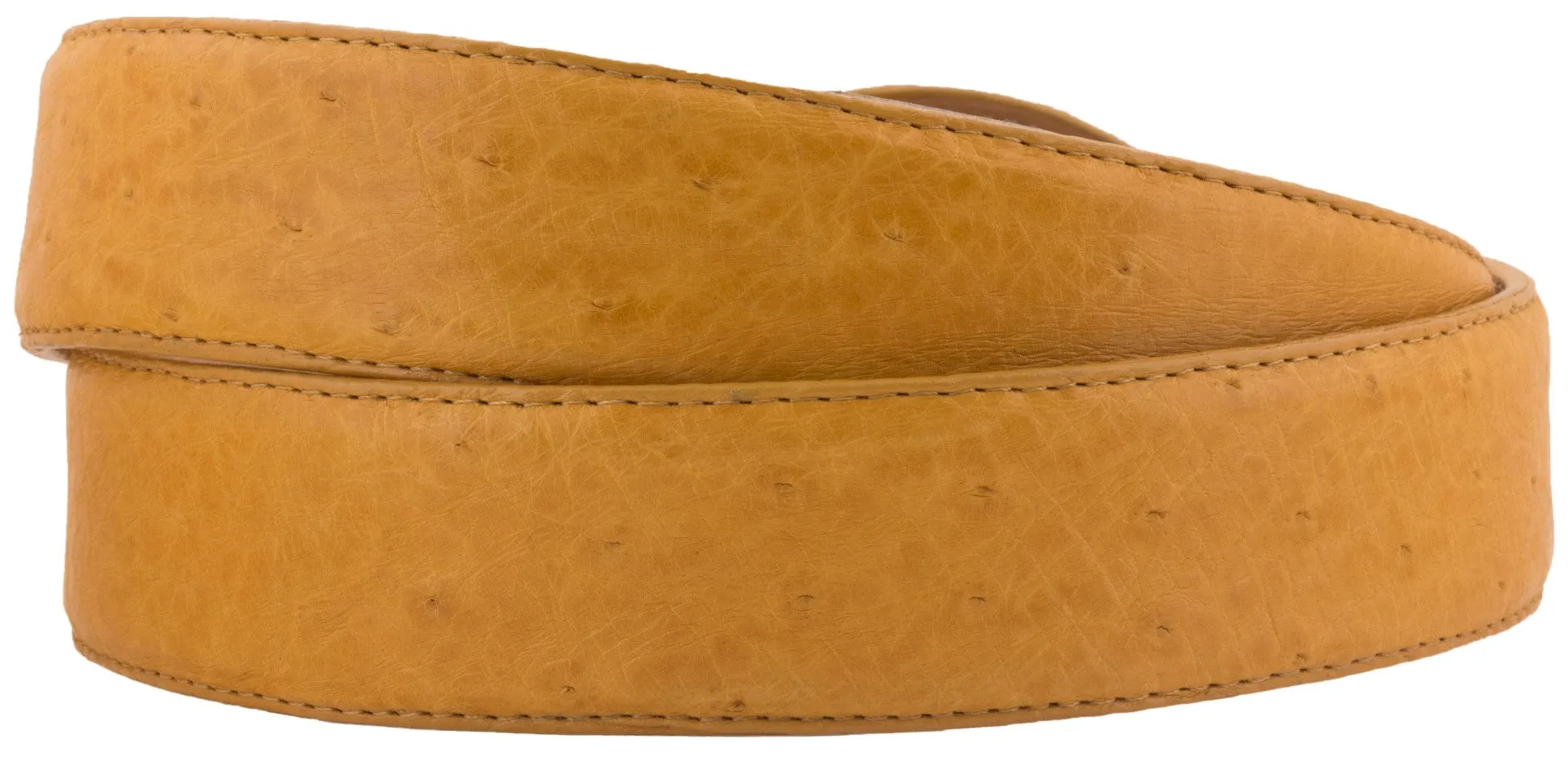 Mango Western Cowboy Belt Real Ostrich Skin Leather - Rodeo Buckle