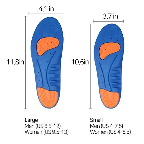 Memory Foam Shoe Inserts - Breathable Sport Shoe Insoles - Men (8.5-12), Women (9.5-13)