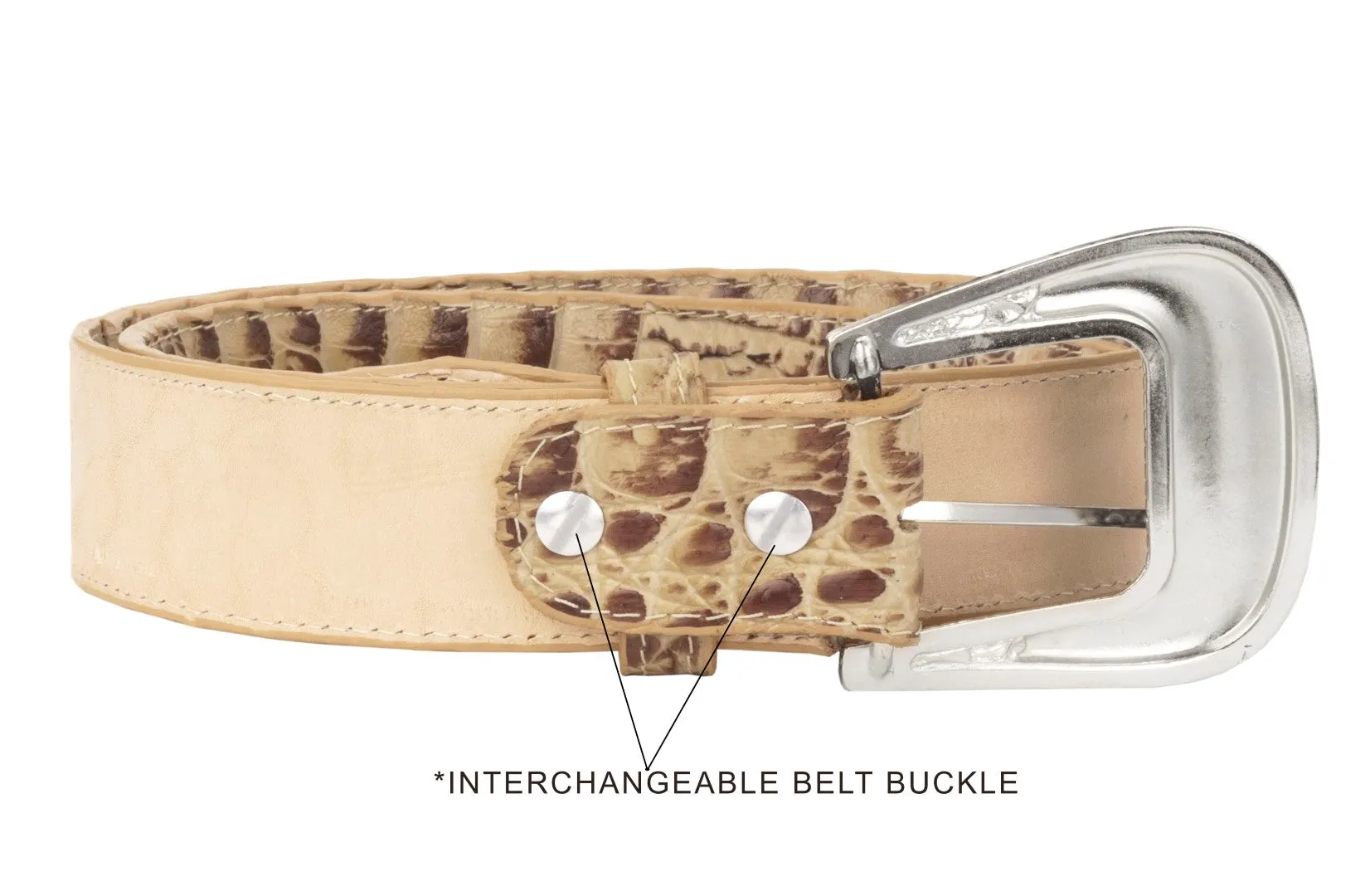 Mens Crocodile Alligator Pattern Leather Western Dress Cowboy Belt Rustic Sand