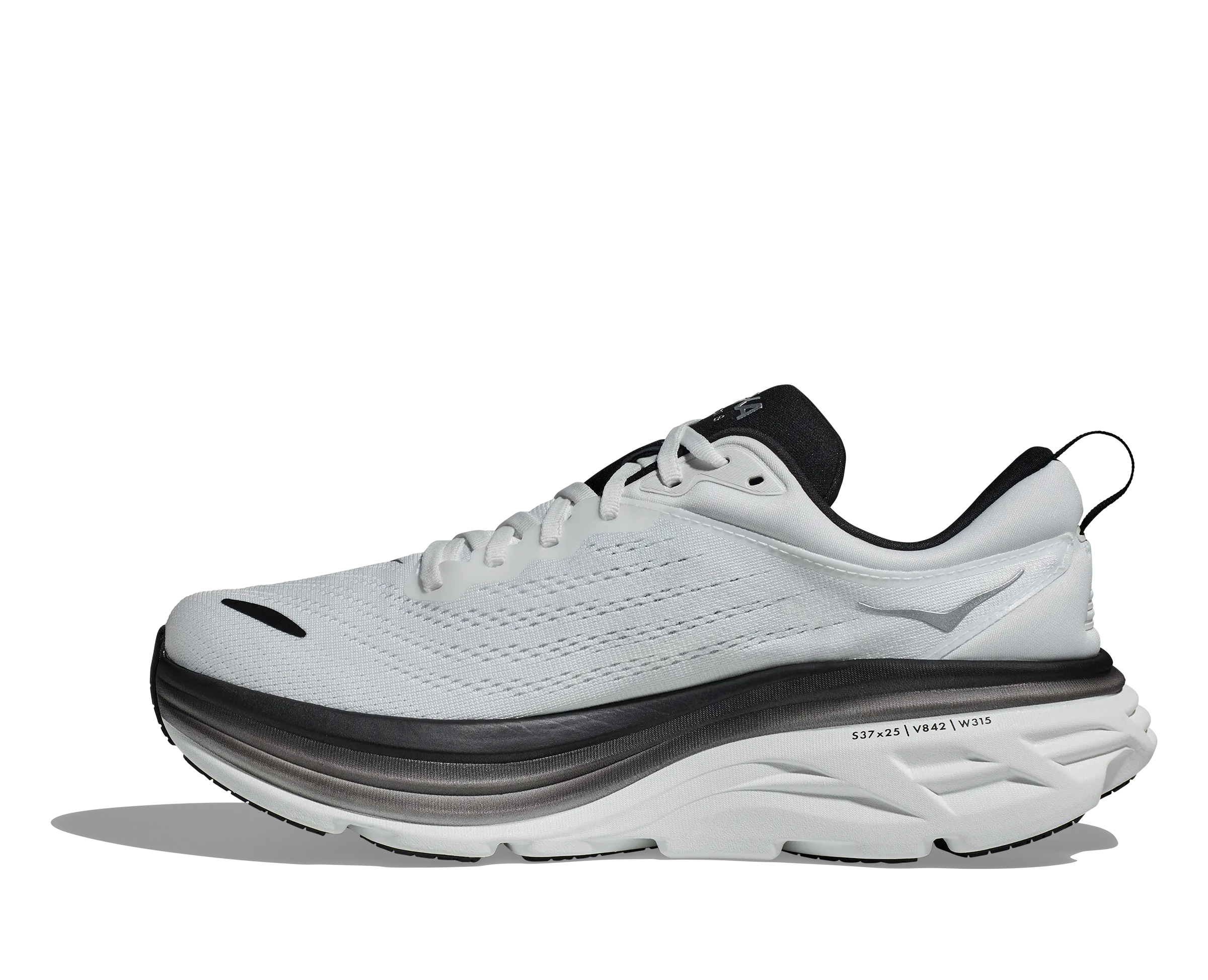 Men's Hoka Bondi 8 Color: White / Black (WIDE WIDTH)