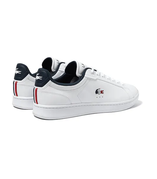 Men's Lacoste Carnaby Pro Leather Tricolor Trainers White/Navy/Red