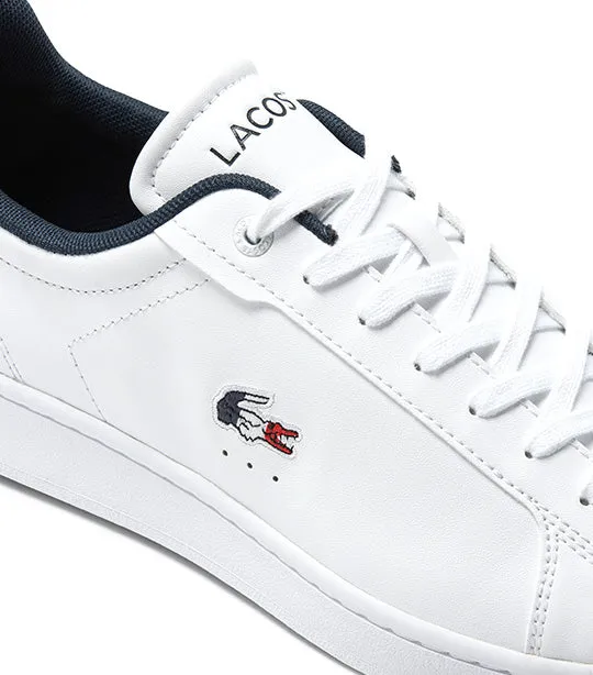 Men's Lacoste Carnaby Pro Leather Tricolor Trainers White/Navy/Red