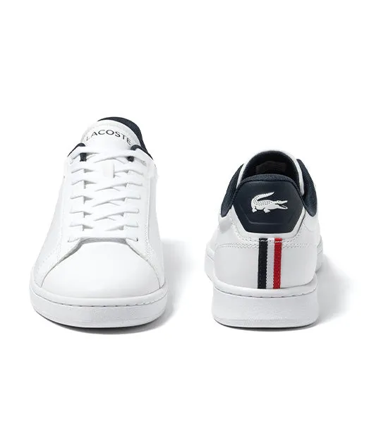 Men's Lacoste Carnaby Pro Leather Tricolor Trainers White/Navy/Red