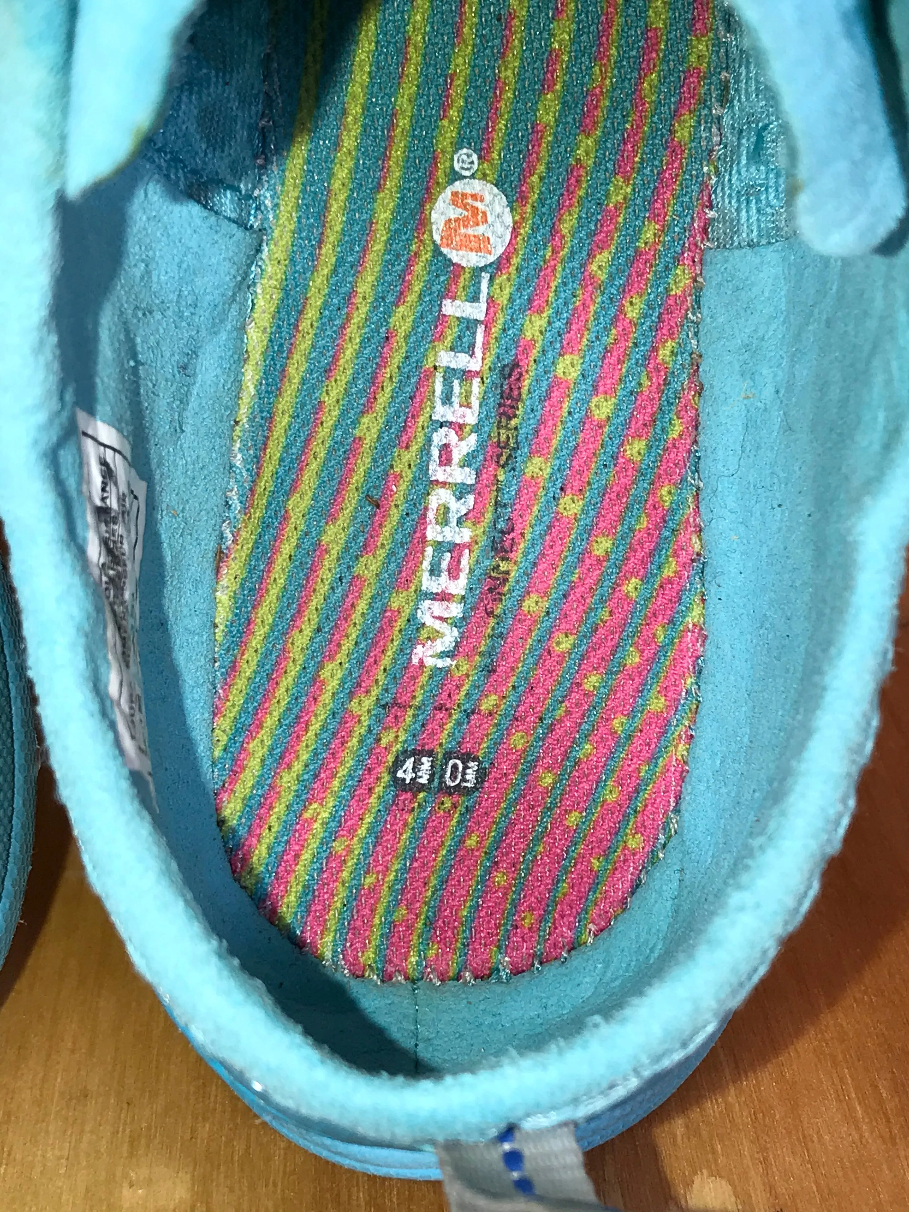 MERRELL BAREFOOT CRUSH GLOVE Womens Size 9.5 Water Resistant Aqua Blue Shoes Sneakers