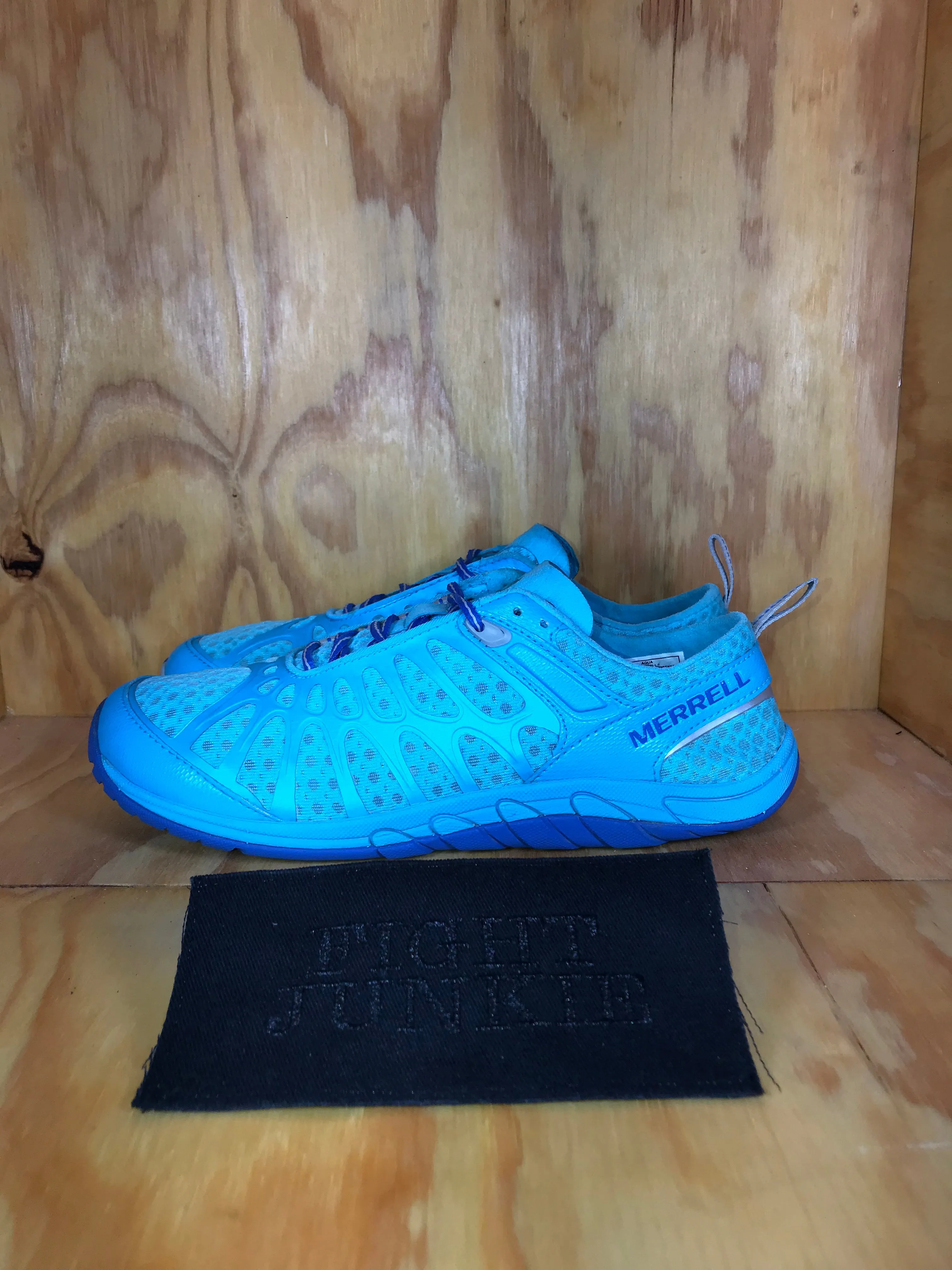 MERRELL BAREFOOT CRUSH GLOVE Womens Size 9.5 Water Resistant Aqua Blue Shoes Sneakers