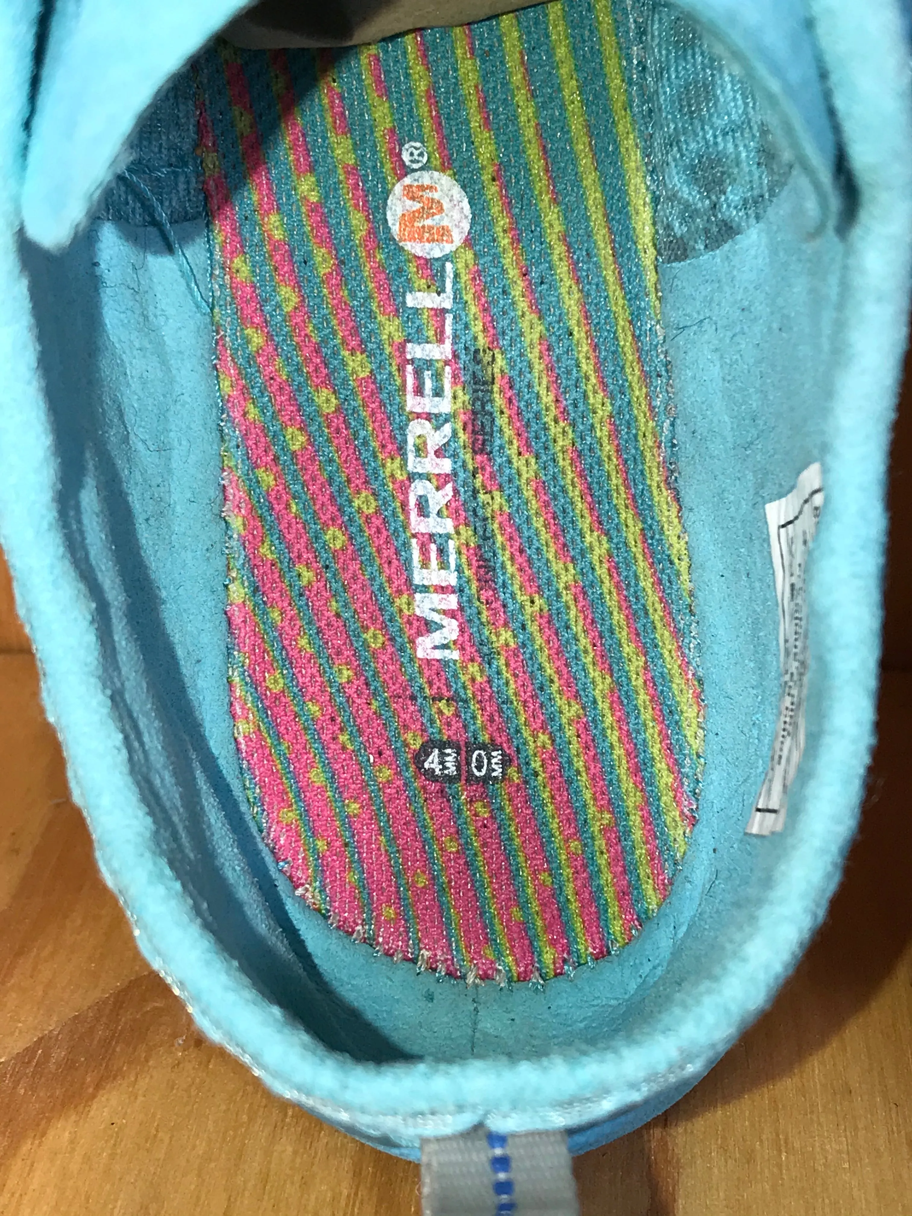 MERRELL BAREFOOT CRUSH GLOVE Womens Size 9.5 Water Resistant Aqua Blue Shoes Sneakers