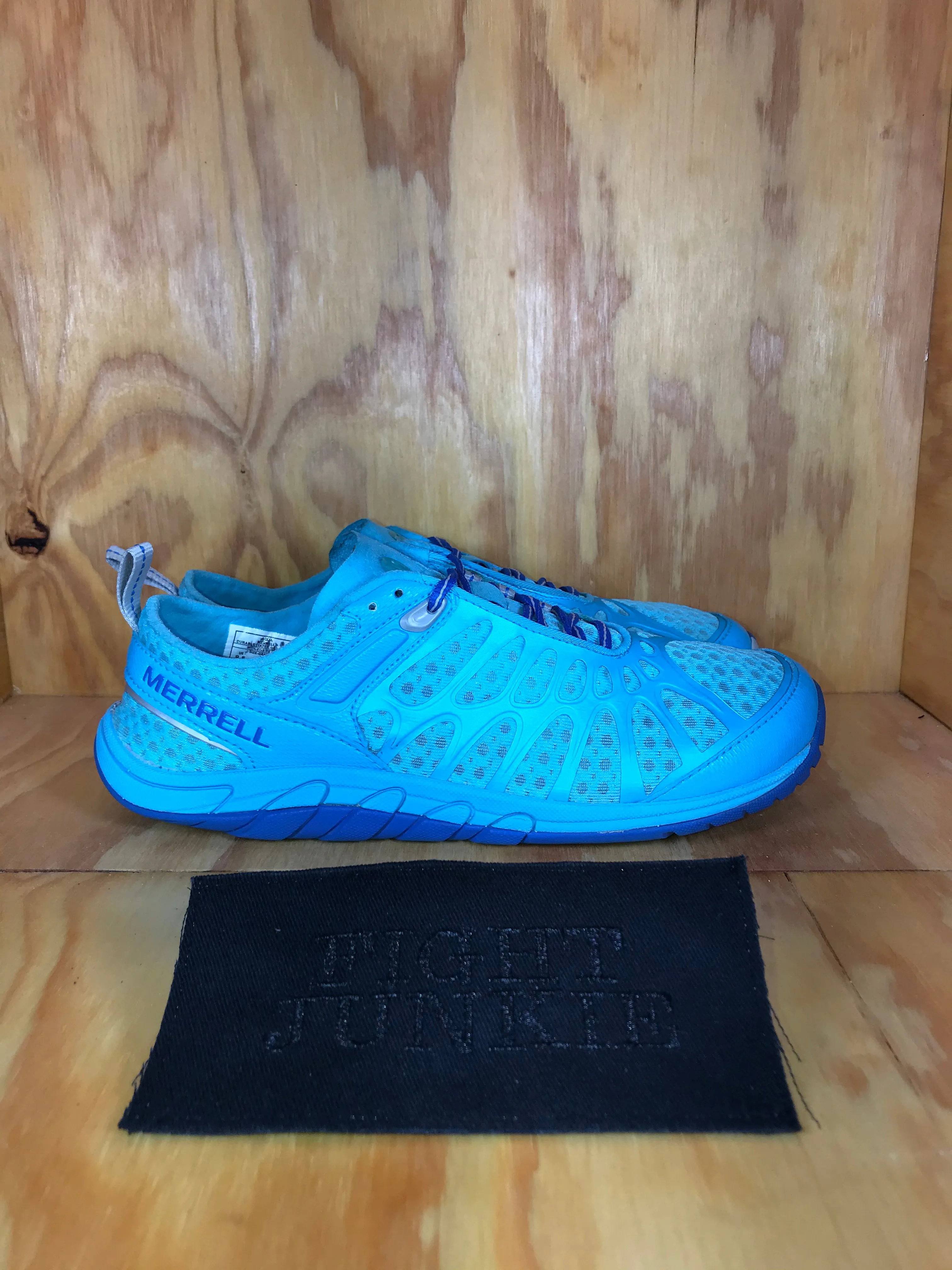 MERRELL BAREFOOT CRUSH GLOVE Womens Size 9.5 Water Resistant Aqua Blue Shoes Sneakers